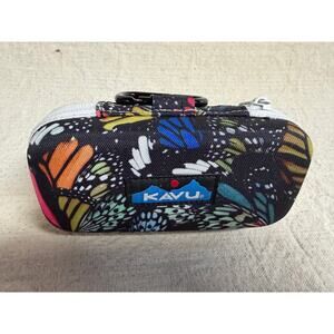 KAVU Hard Shell Eyeglasses Case Butterfly Floral Zip Sunglasses Travel Case